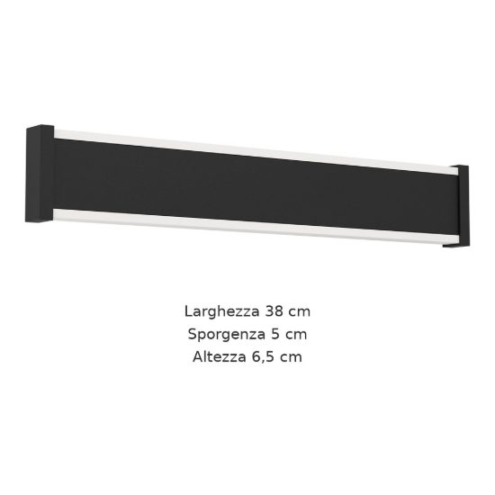 Eglo neviano applique da esterno led 7,4w 3000k 38cm ip55 moderna lineare biemissione nera