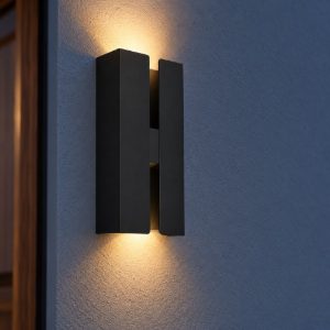 Eglo briscola applique da esterno led 8w cct 2700k 6000k 12cm ip44 moderna rettangolare biemissione nera