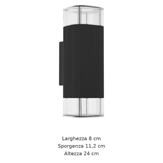 Eglo castelnuovo applique da esterno 2 luci 8cm ip65 moderna lineare biemissione nera