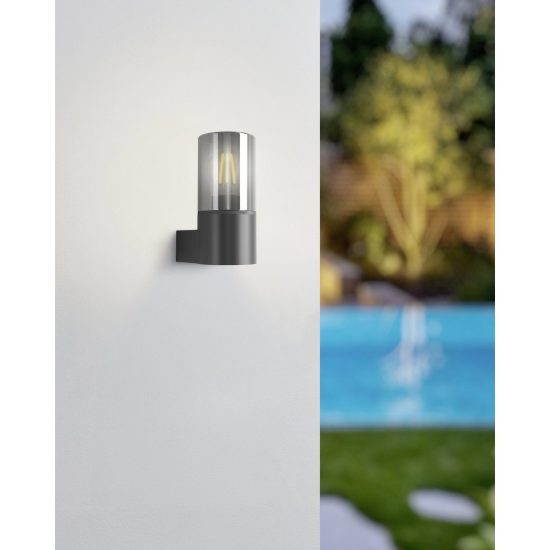 Eglo cropani applique da esterno 12cm ip54 moderna cilindrica nera opaca