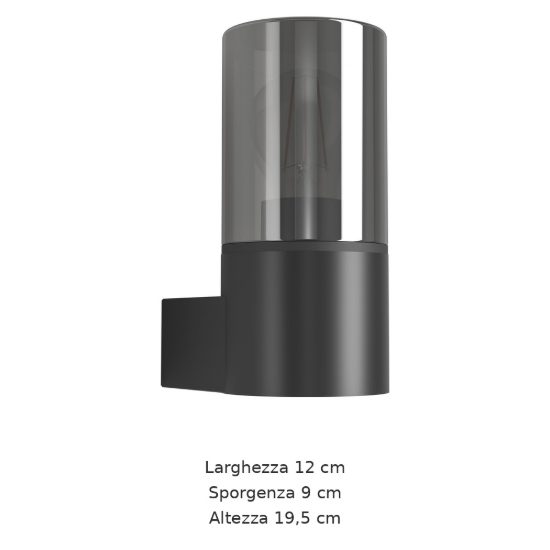 Eglo cropani applique da esterno 12cm ip54 moderna cilindrica nera opaca