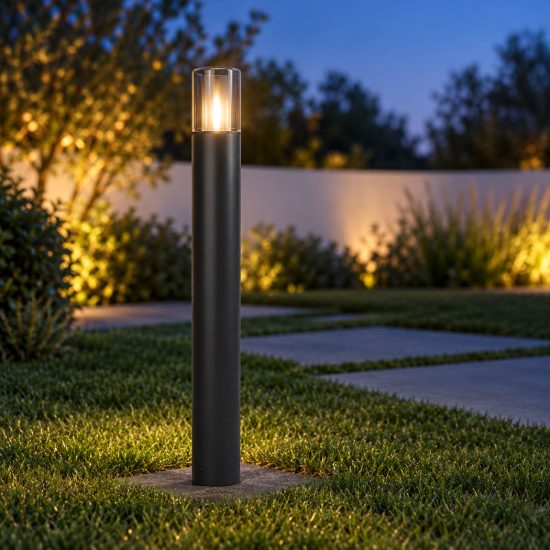 Eglo cropani lampioncino da giardino 80cm ip54 moderno cilindrico nero opaco