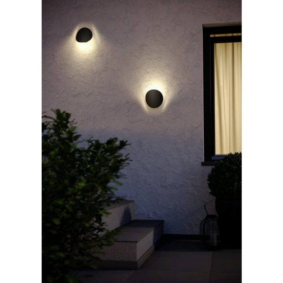 Eglo briale applique da esterno led 4,9w cct 3000k 6500k 19cm ip44 moderna ovale nera