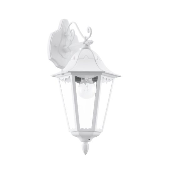 Eglo navedo applique da esterno 20cm ip44 classica a lanterna verso il basso bianca
