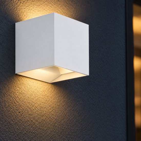 Eglo calpino applique da esterno led 6,6w 3000k 10,5cm ip54 moderna quadrata biemissione bianca