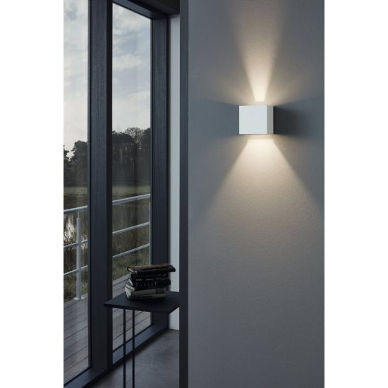 Eglo calpino applique da esterno led 6,6w 3000k 10,5cm ip54 moderna quadrata biemissione bianca
