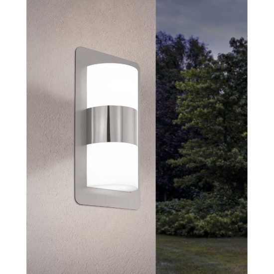 Eglo cistierna applique da esterno 2 luci 18cm ip44 moderna rettangolare acciaio inox