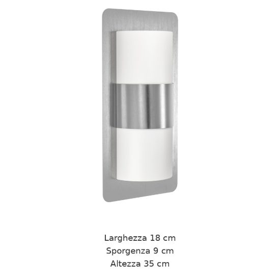 Eglo cistierna applique da esterno 2 luci 18cm ip44 moderna rettangolare acciaio inox