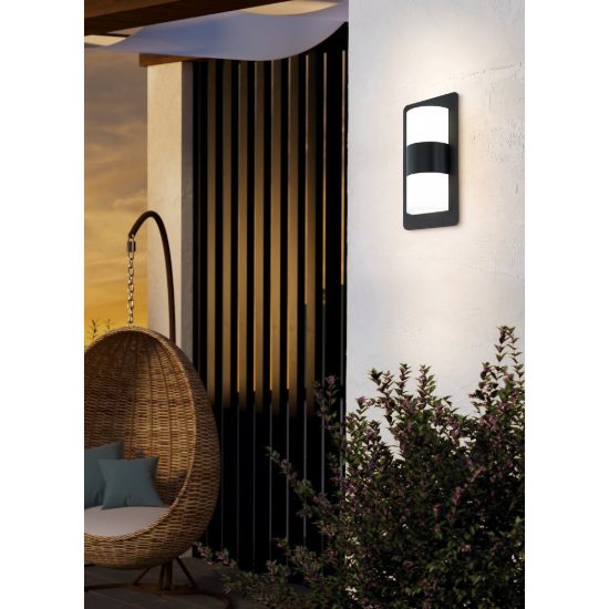 Eglo cistierna applique da esterno 2 luci 18cm ip44 moderna rettangolare antracite