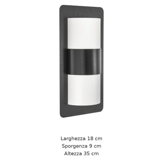Eglo cistierna applique da esterno 2 luci 18cm ip44 moderna rettangolare antracite