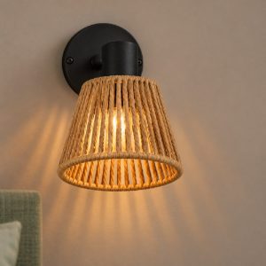 Eglo keelby applique con faretto e14 orientabile 11cm per camera da letto moderna nera con paralume in carta