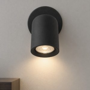 Eglo camaldoli applique con faretto gu10 orientabile 8,5cm per camera da letto moderna nera