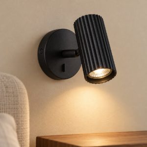 Eglo portillo applique per comodino camera da letto gu10 11cm moderna nera