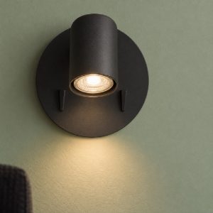 Eglo montemurro applique con faretto led 4,7w 3000k orientabile 12cm per soggiorno moderna nera