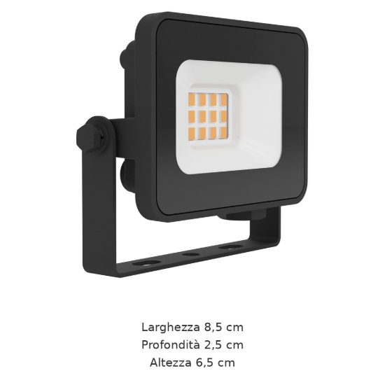 Eglo risacca e proiettore da esterno led 10w 4000k ip65 8,5cm moderno rettangolare nero