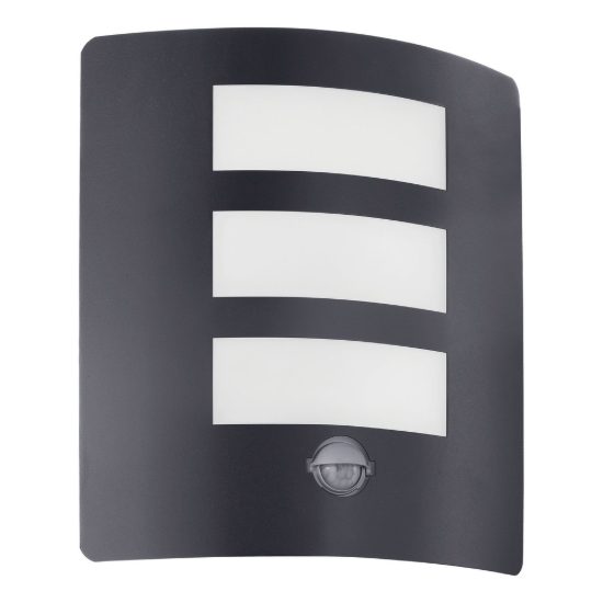 Eglo rascino e applique da esterno 23,5cm ip44 moderna rettangolare nera con sensore di movimento