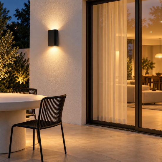 Eglo scogliera e applique da esterno 2 luci 7cm ip44 moderna semiovale biemissione nera