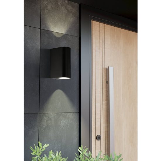 Eglo scogliera e applique da esterno 2 luci 7cm ip44 moderna semiovale biemissione nera