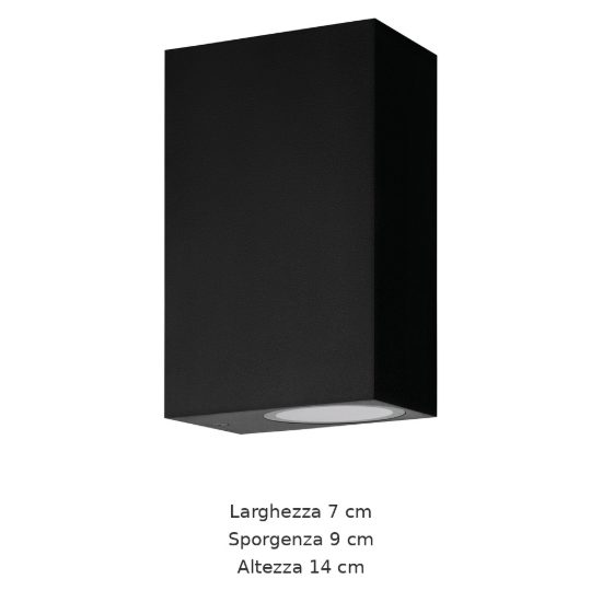 Eglo scogliera e applique da esterno 2 luci 7cm ip44 moderna rettangolare biemissione nera