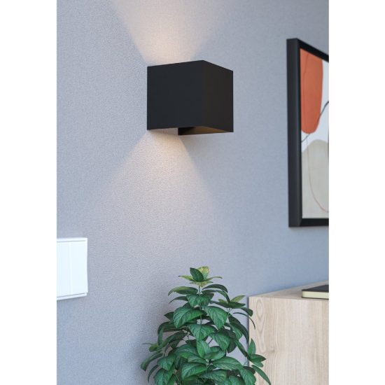 Eglo rincine applique led 2,2w 4000k 10cm ip44 ricaricabile per camera da letto moderna nera