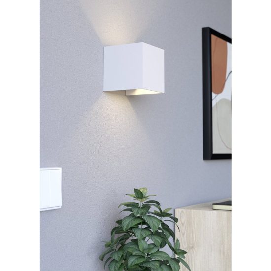 Eglo rincine applique led 2,2w 4000k 10cm ip44 ricaricabile per camera da letto moderna bianca