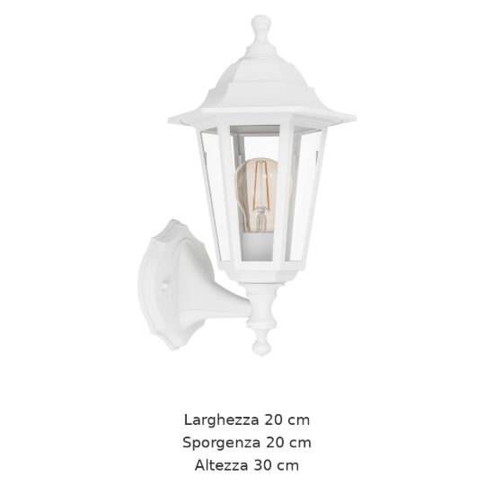 Eglo olgiata e applique da esterno 20cm ip44 classica a lanterna verso l'alto bianca