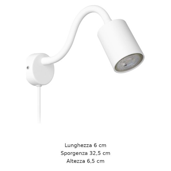 Eglo portella applique per comodino camera da letto gu10 led 2,8w 3000k 6cm moderna bianca