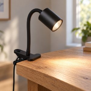 Eglo portella lampada da scrivania con pinza gu10 led 2,8w 3000k 30,4cm per ufficio moderna nera