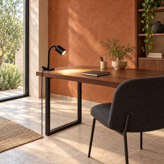 Eglo portella lampada da scrivania con pinza gu10 led 2,8w 3000k 30,4cm per ufficio moderna nera