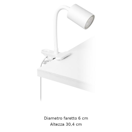 Eglo portella lampada da scrivania con pinza gu10 led 2,8w 3000k 30,4cm per ufficio moderna bianca