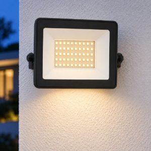 Eglo risacca e proiettore da esterno led 50w 4000k ip65 19,4cm moderno rettangolare nero