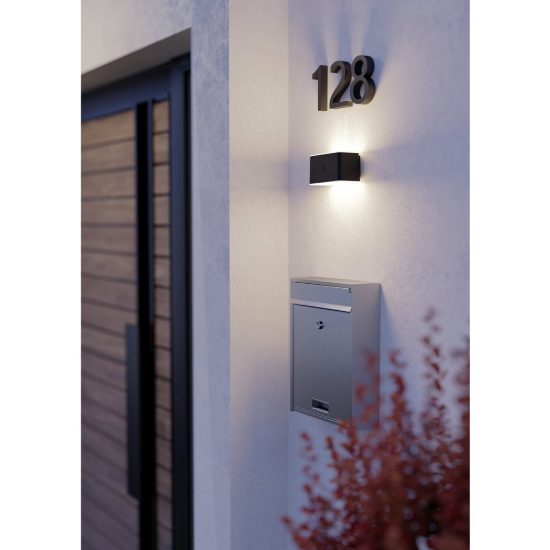 Eglo valgiano applique da esterno led 5w cct 3000k 6500k 12cm ip44 ricaricabile moderna rettangolare biemissione nera