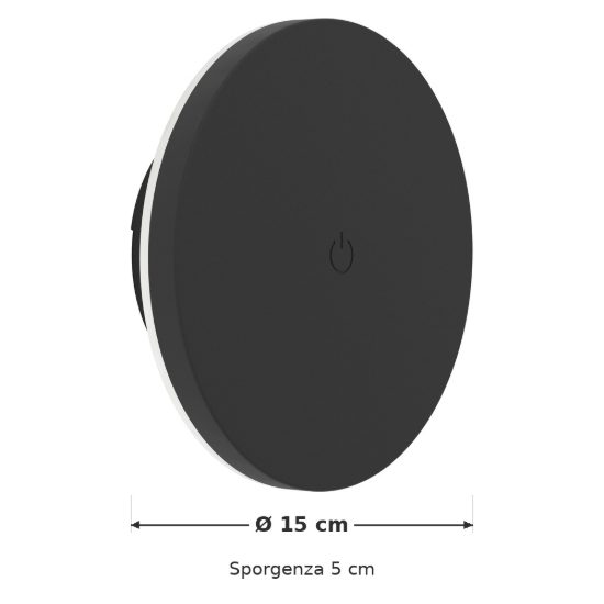 Eglo valgiano applique da esterno led 5w cct 3000k 6500k 15cm ip44 ricaricabile moderna rotonda nera