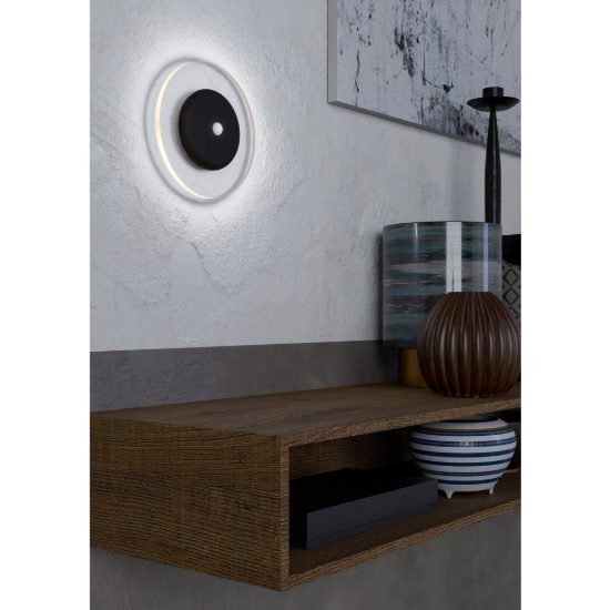 Eglo trepella applique led 0,7w rgb 3000k 11,5cm con telecomando per soggiorno moderna nera