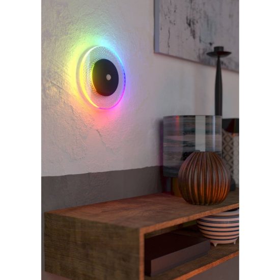 Eglo trepella applique led 0,7w rgb 3000k 11,5cm con telecomando per soggiorno moderna nera