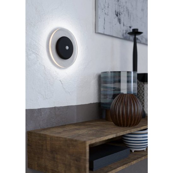 Eglo trepella applique led 0,7w rgb 3000k 11,5cm con telecomando per soggiorno moderna nera