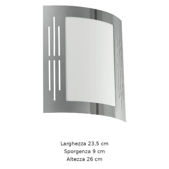 Eglo city applique da esterno 23,5cm ip44 moderna rettangolare a pannello acciaio inox