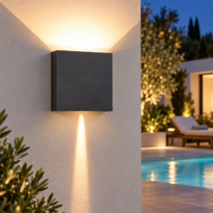 Applique da esterno moderna nera led 20w 2700k ip65 dimmerabile 15cm