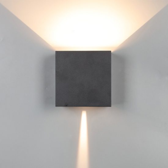 Applique da esterno moderna nera led 20w 2700k ip65 dimmerabile 15cm