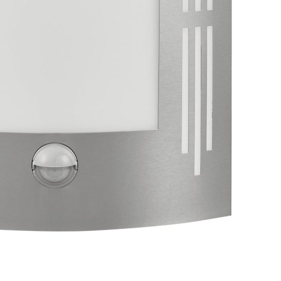 Eglo city applique da esterno 23,5cm ip44 moderna rettangolare a pannello acciaio inox con sensore di movimento
