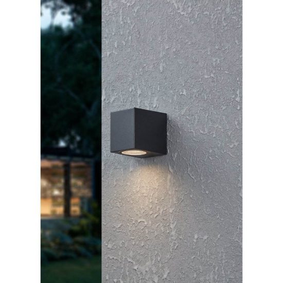 Eglo jabaga applique da esterno gu10 led 4,6w 3000k 7cm ip44 moderna nera
