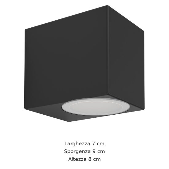 Eglo jabaga applique da esterno gu10 led 4,6w 3000k 7cm ip44 moderna nera