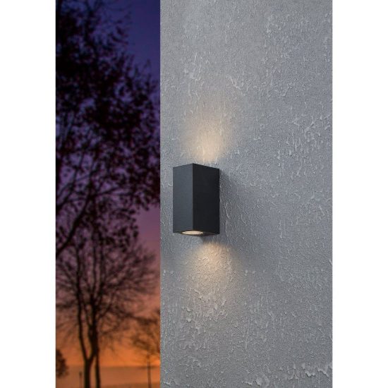 Eglo jabaga applique da esterno 2 luci gu10 led 9,2w 3000k 7cm ip44 moderna biemissione nera