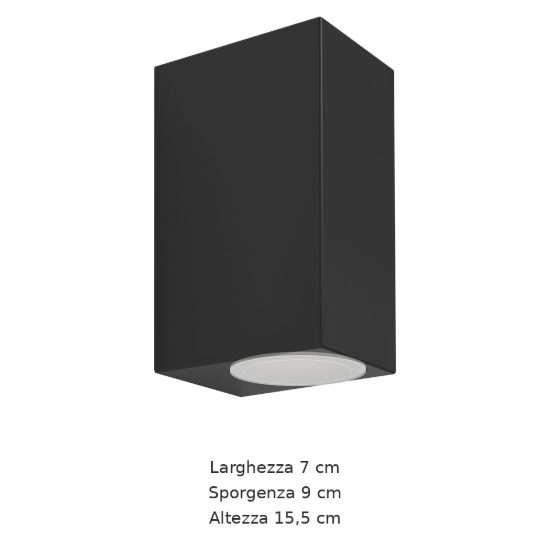 Eglo jabaga applique da esterno 2 luci gu10 led 9,2w 3000k 7cm ip44 moderna biemissione nera