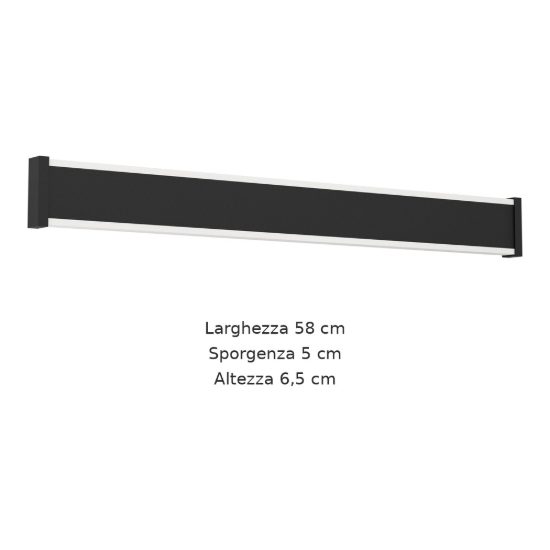 Eglo neviano applique da esterno led 14w 3000k 58cm ip55 moderna lineare biemissione nera