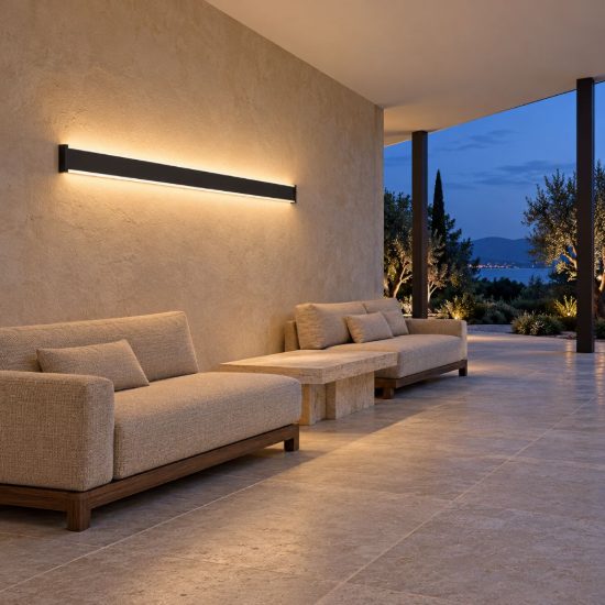 Eglo neviano applique da esterno led 22w 3000k 97cm ip55 moderna lineare biemissione nera