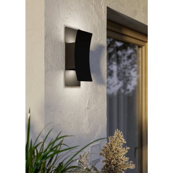 Eglo verdolino applique da esterno led 8w cct 2700k 6000k 12cm ip44 moderna biemissione nera