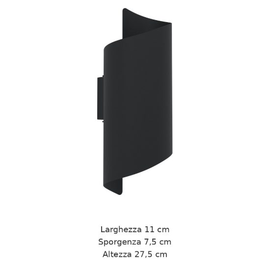 Eglo montarello applique da esterno led 8w cct 2700k 6000k 11cm ip44 moderna biemissione nera