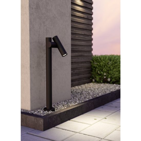 Eglo fossignano lampioncino da giardino con faretto led 4,5w 3000k 70cm ip44 moderno nero