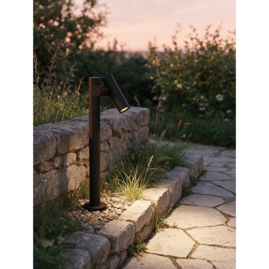Eglo fossignano lampioncino da giardino con faretto led 4,5w 3000k 70cm ip44 moderno nero